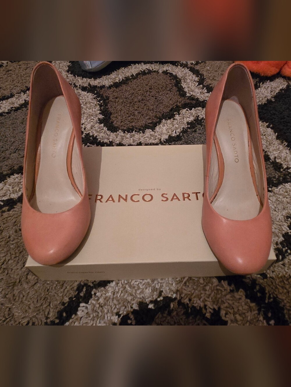 Franco Sarto Coral Pink Leather Round-Toe Pumps